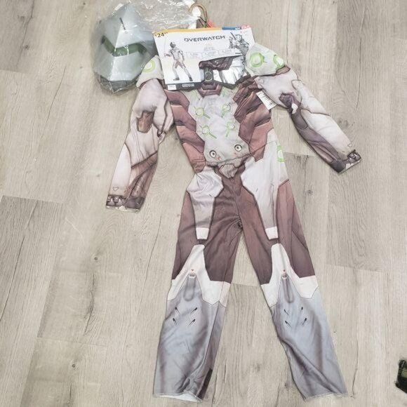 Overwatch Genji Boys Costume 4-6 Disguise Jumpsuit & Helmet Halloween NWT - Picture 5 of 5